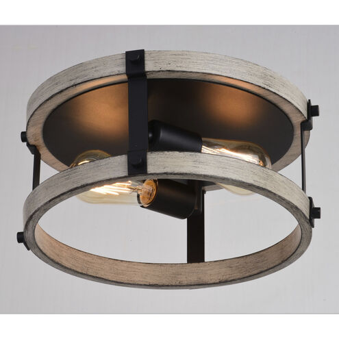 Danvers 2 Light 13 inch Textured Black and Weathered Gray Flush Mount Ceiling Light