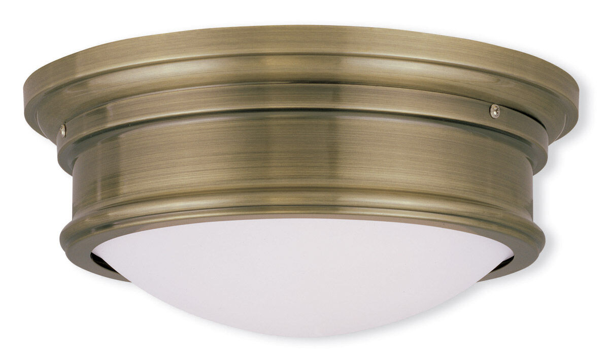 Astor 2 Light 13 inch Antique Brass Flush Mount Ceiling Light