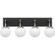 Allie 4 Light 30.25 inch Black/Polished Nickel Bath Vanity Light Wall Light