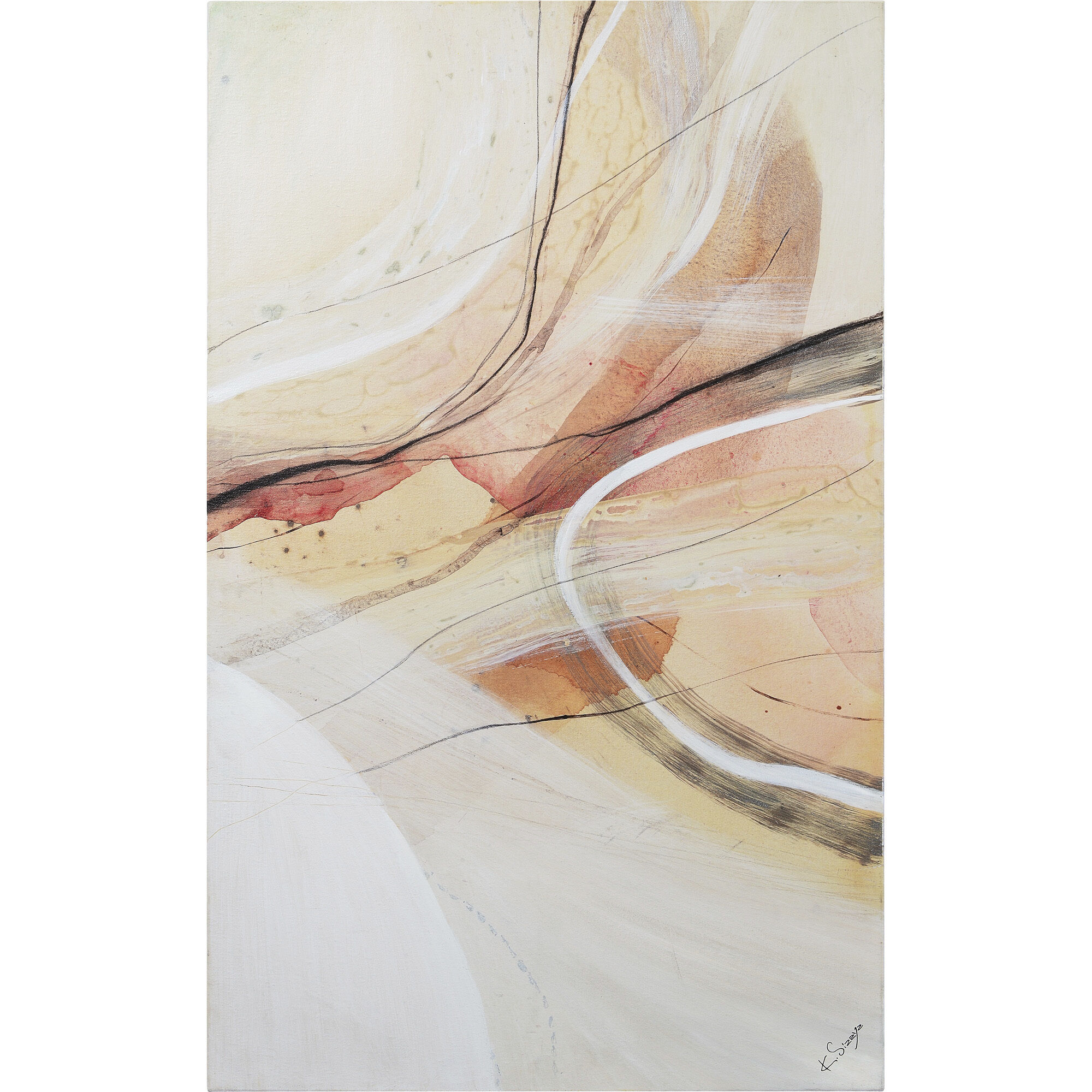 Curiosity Multicolor Water Color and Black Lines Canvas Art, Set of 2