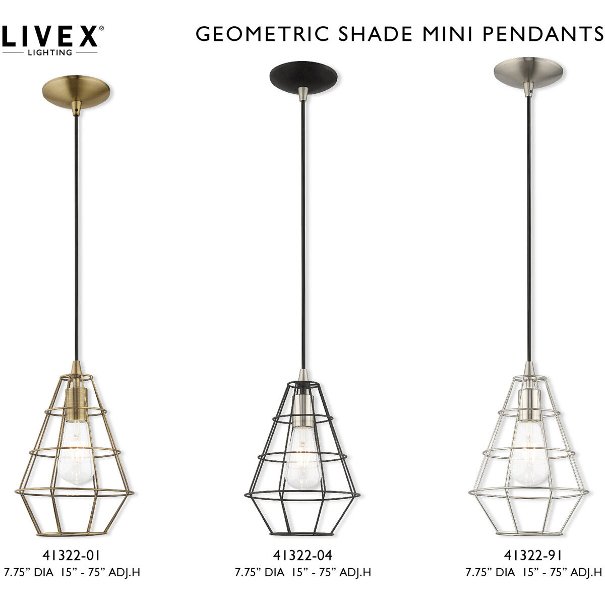 Geometric 1 Light 8 inch Brushed Nickel Mini Pendant Ceiling Light