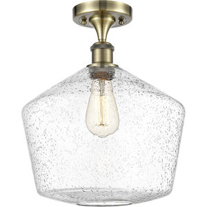 Ballston Cindyrella LED 12 inch Antique Brass Semi-Flush Mount Ceiling Light in Seedy Glass