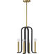 Archway 4 Light 14 inch Matte Black with Warm Brass Pendant Ceiling Light