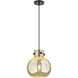 Downtown Urban Newton Sphere 1 Light 10 inch Matte Black Mini Pendant Ceiling Light in Mercury