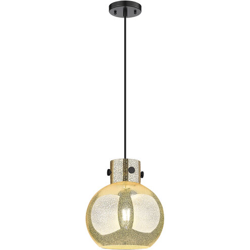 Downtown Urban Newton Sphere 1 Light 10 inch Matte Black Mini Pendant Ceiling Light in Mercury