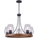 Artie 5 Light 27 inch Black/Wood Chandelier Ceiling Light