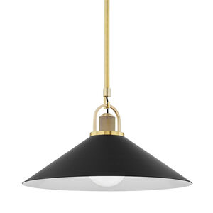 Syosset 1 Light 20 inch Aged Brass / Black Pendant Ceiling Light