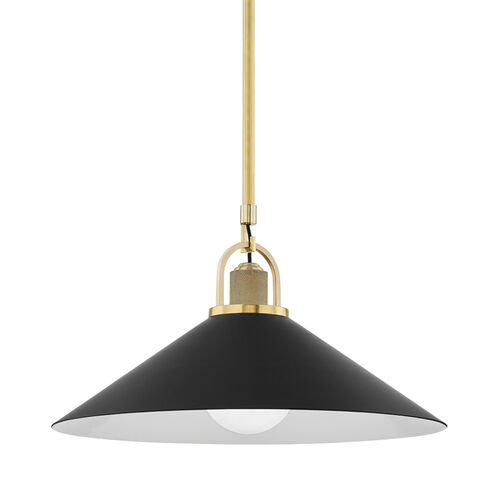 Syosset 1 Light 20 inch Aged Brass / Black Pendant Ceiling Light