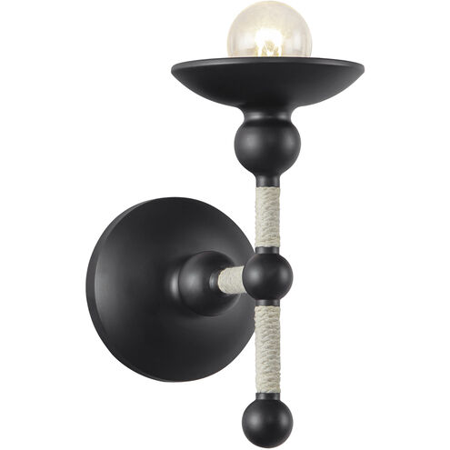 Nadine 1 Light 4.63 inch Matte Black and Cotton Bath Vanity Light Wall Light
