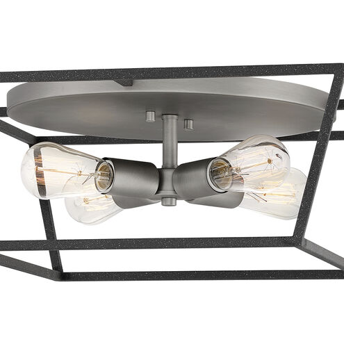 Fulton 4 Light 18 inch Aged Zinc with Antique Nickel Indoor Flush Mount Ceiling Light