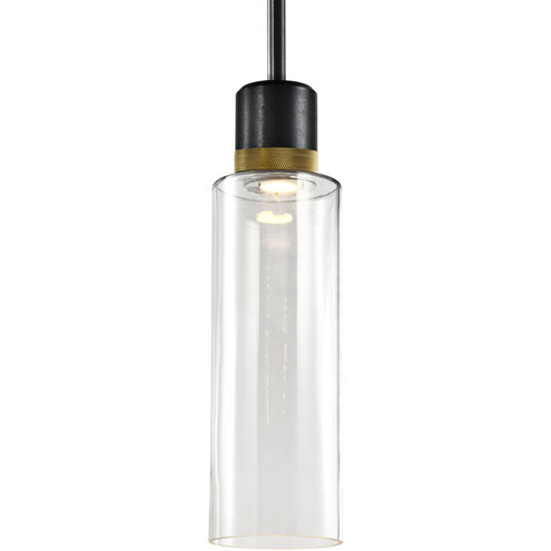 Zigrina 1 Light 5.88 inch Satin Brushed Black with Aged Brass Pendant Ceiling Light