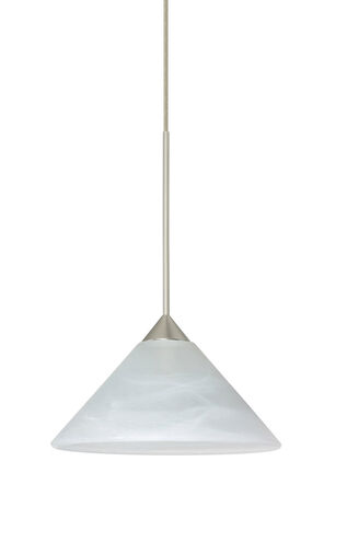 Kona LED Satin Nickel Pendant Ceiling Light in Marble Glass 