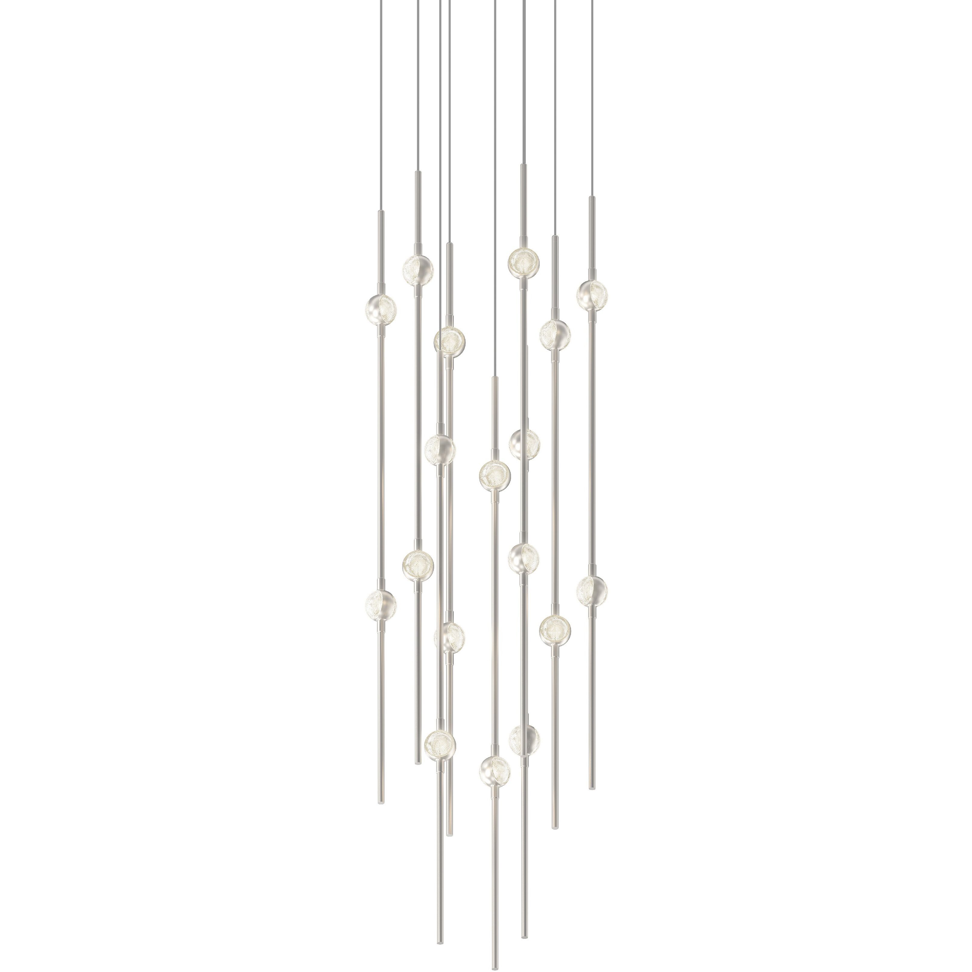 Constellation Aries LED 11.5 inch Satin Nickel Pendant Ceiling Light in 3000K, Clear Faceted Acrylic, 10 FT. Cord