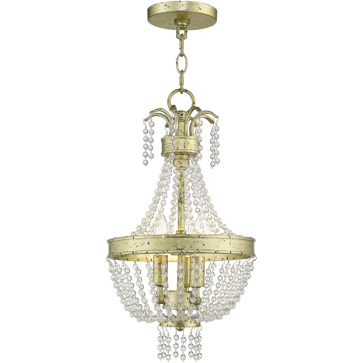 Valentina 3 Light 10 inch Hand Applied Winter Gold Pendant Ceiling Light