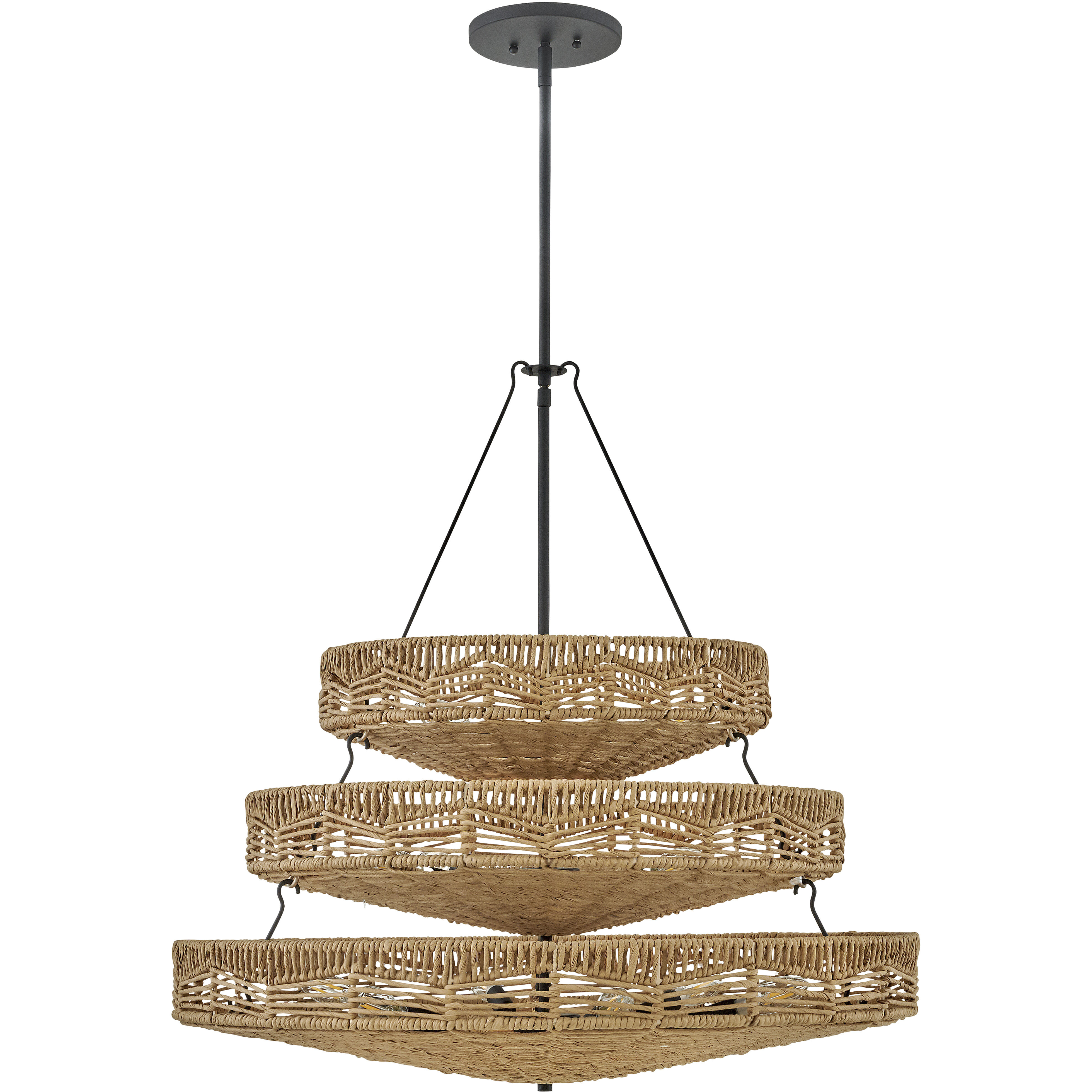 Ophelia 30 inch Black Indoor Chandelier Ceiling Light in Natural