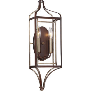 Astrapia 2 Light 7 inch Dark Rubbed Sienna/Aged Silver Wall Sconce Wall Light