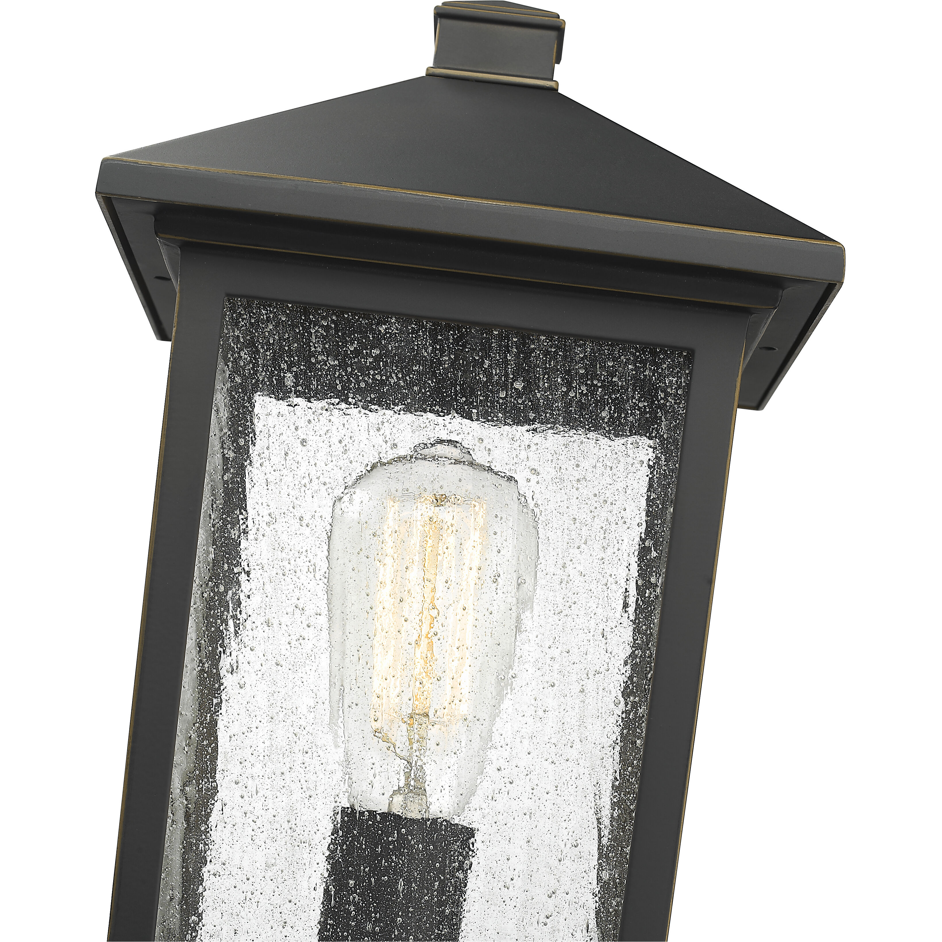 Portland 1 Light 18 inch Oil Rubbed Bronze Outdoor Pier Mounted Fixture in Clear Seedy Glass, 5.69