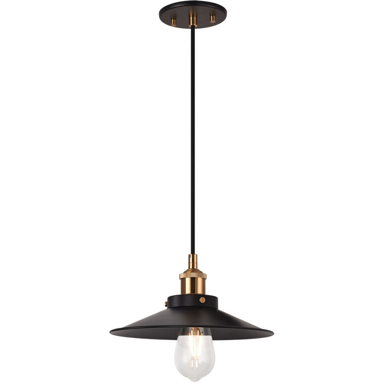 Bulstrode's Workshop 1 Light 11 inch Aged Gold Brass Pendant Ceiling Light in Aged Gold Brass and Black