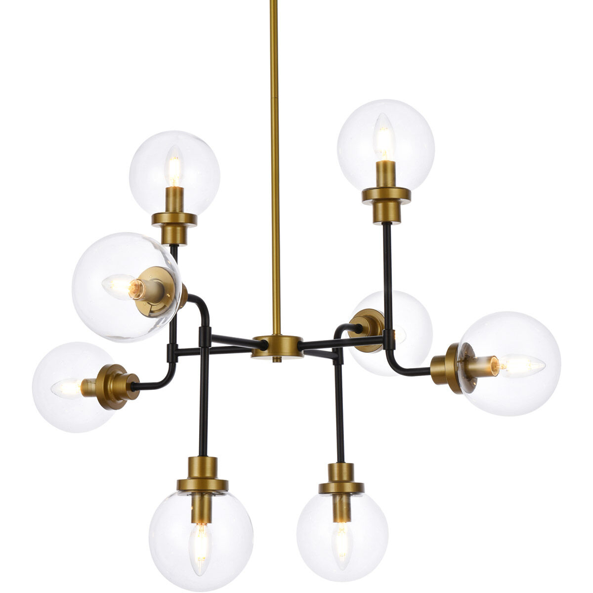 Hanson 8 Light 36 inch Black and Brass Pendant Ceiling Light in Brass and Black