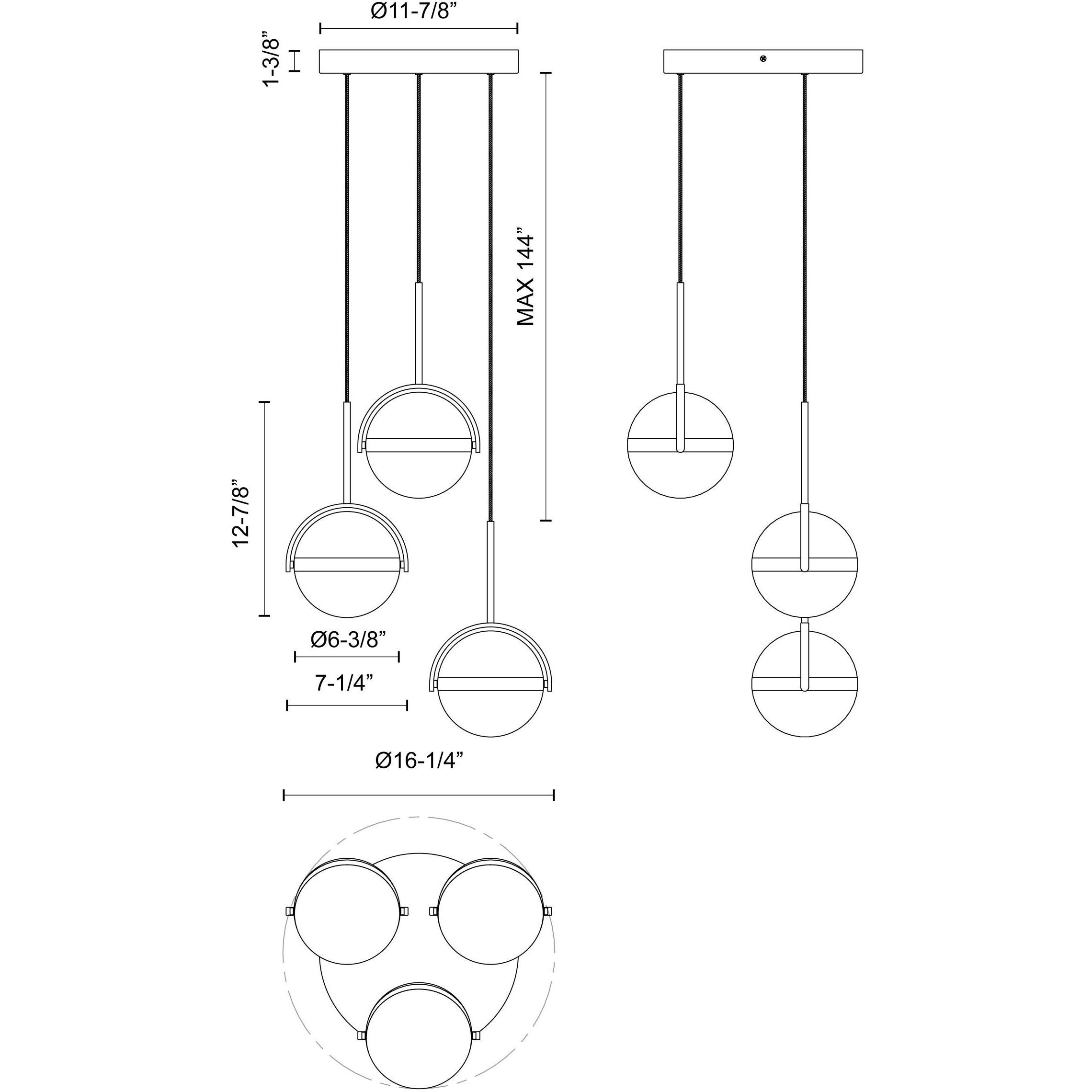 Globo Multi Pendant Ceiling Light in Matte Black