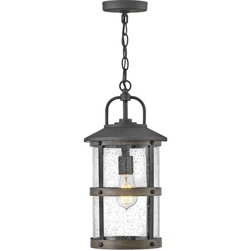 Estate Series Lakehouse LED 9 inch Aged Zinc with Driftwood Gray Outdoor Hanging Lantern, Medium
