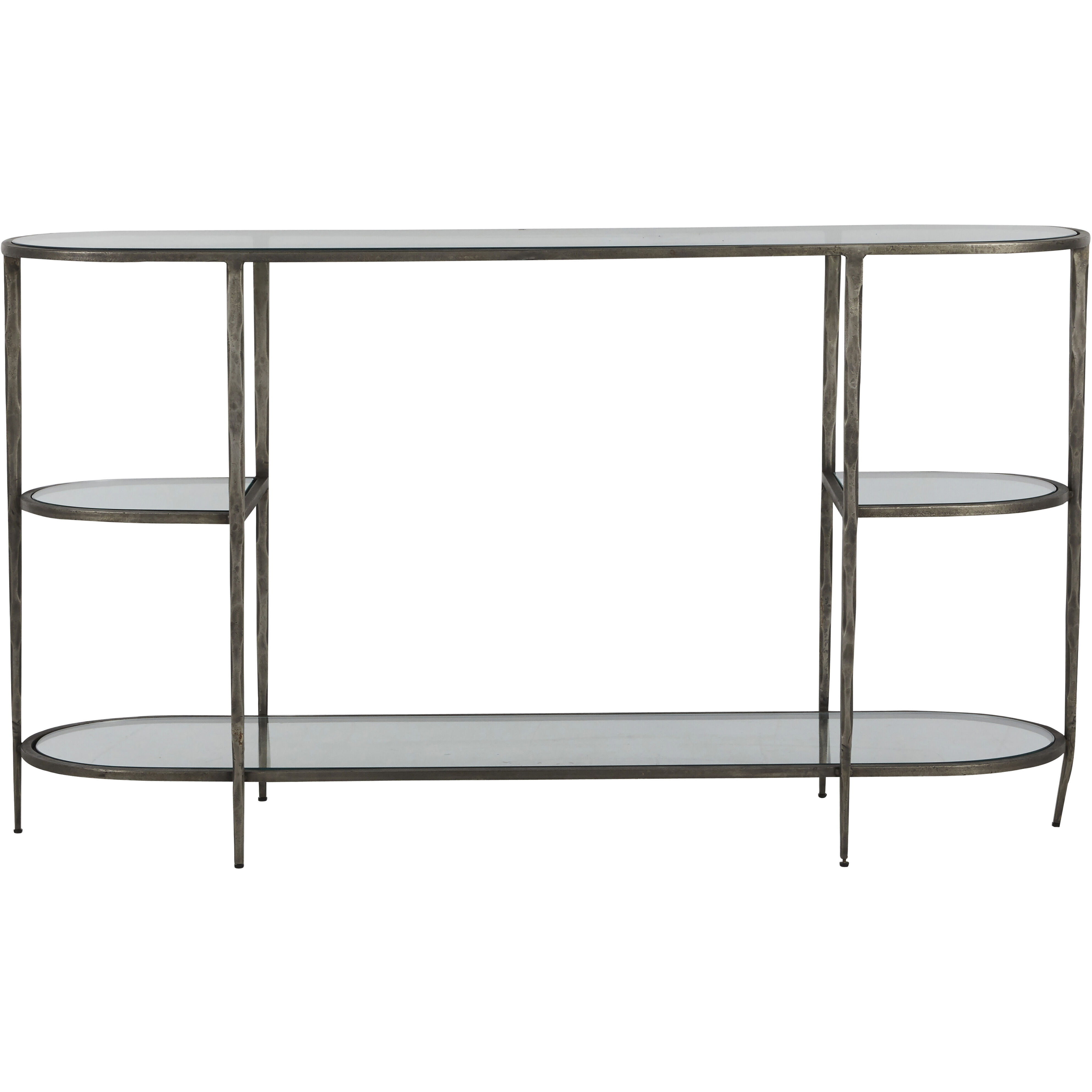 Wyeth 64 X 16 inch Antique Nickel and Tempered Glass Console Table