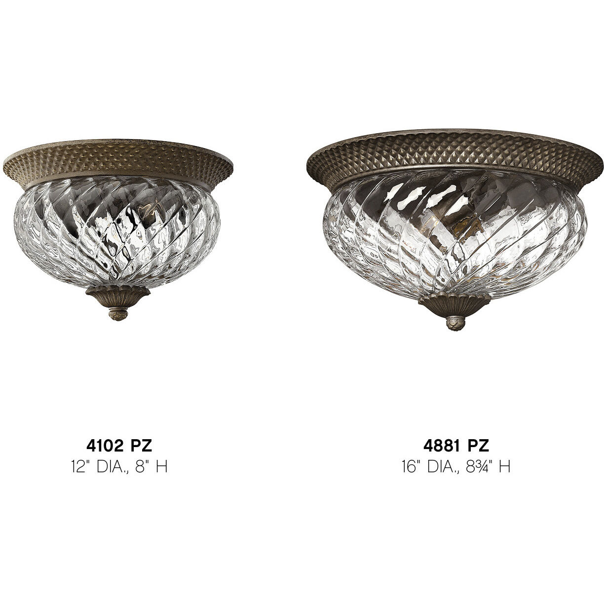 Plantation 2 Light 12 inch Pearl Bronze Indoor Bath Flush Mount Ceiling Light
