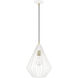 Linz 1 Light 12 inch Textured White with Antique Brass Accents Pendant Ceiling Light