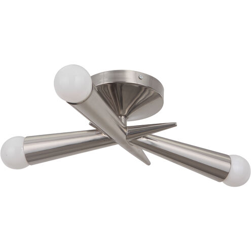 Nova 3 Light 16.37 inch Polished Nickel Semi Flush Ceiling Light