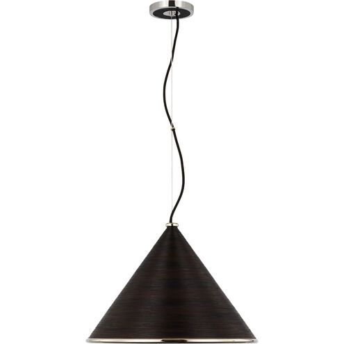 Suzanne Kasler Reine LED 18.75 inch Polished Nickel and Black Rattan Pendant Ceiling Light, Large
