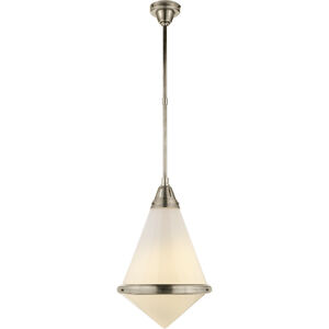 Thomas O'Brien Gale 1 Light 15.5 inch Antique Nickel Pendant Ceiling Light in White Glass, Large