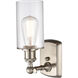 Ballston Clymer 1 Light 4 inch Brushed Satin Nickel Sconce Wall Light in Clear Glass, Ballston