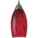 Galaxy 1 Light 5 inch Satin Nickel Mini Pendant Ceiling Light in Red Galaxy Glass, Incandescent