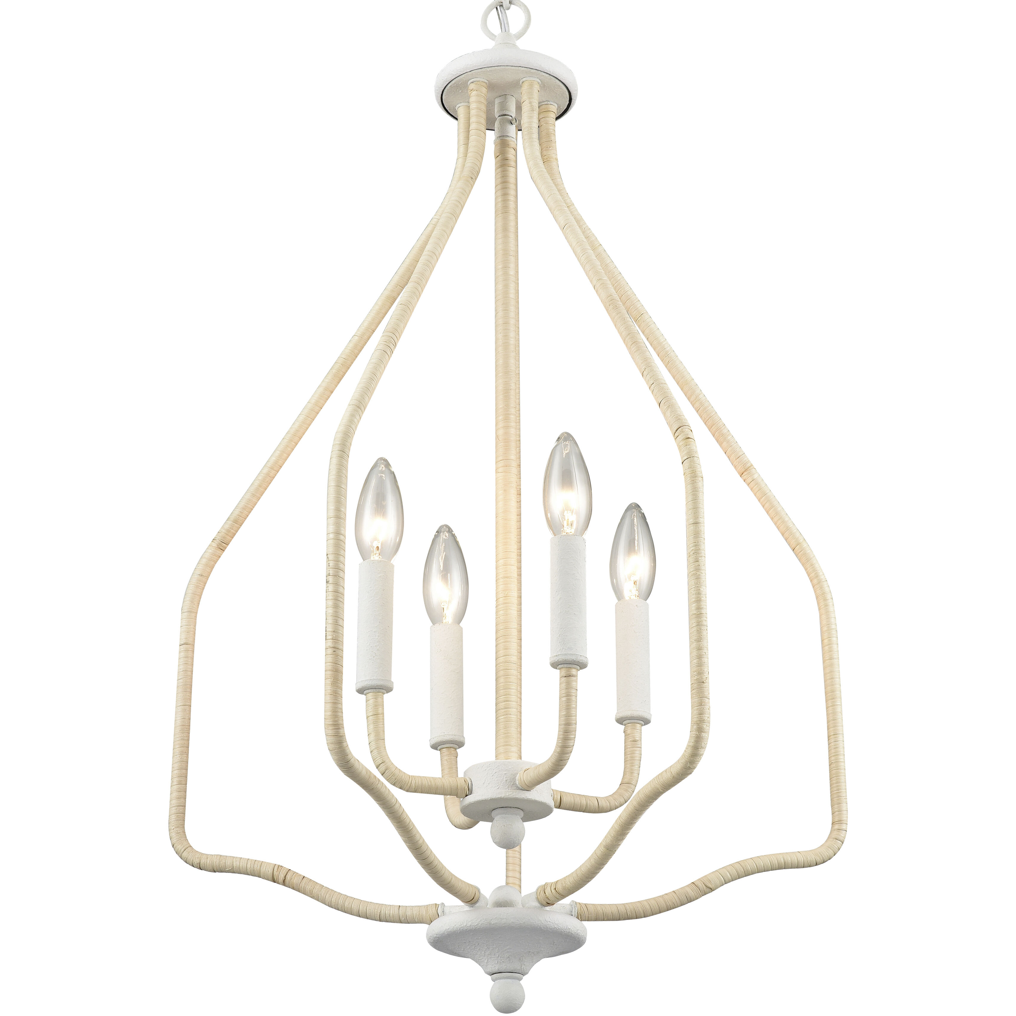 Breezeway 4 Light 17.75 inch White Coral with Natural Pendant Ceiling Light