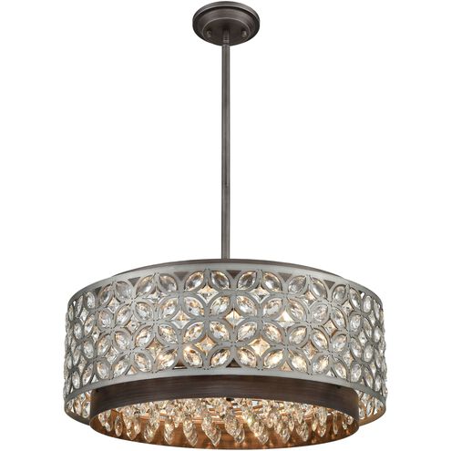 Rosslyn 6 Light 22 inch Weathered Zinc with Matte Silver Chandelier Ceiling Light