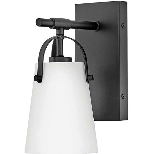 Foster 1 Light 6.5 inch Black Bath Light Wall Light in Etched Opal
