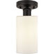 Edison Clymer 1 Light 4 inch Oil Rubbed Bronze Semi-Flush Mount Ceiling Light in Matte White Glass