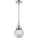 Franklin Restoration Beacon LED 6 inch Polished Nickel Mini Pendant Ceiling Light in Seedy Glass