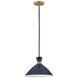 Simon LED 13 inch Matte Navy with Heritage Brass accents Pendant Ceiling Light, Semi-Flush Mount