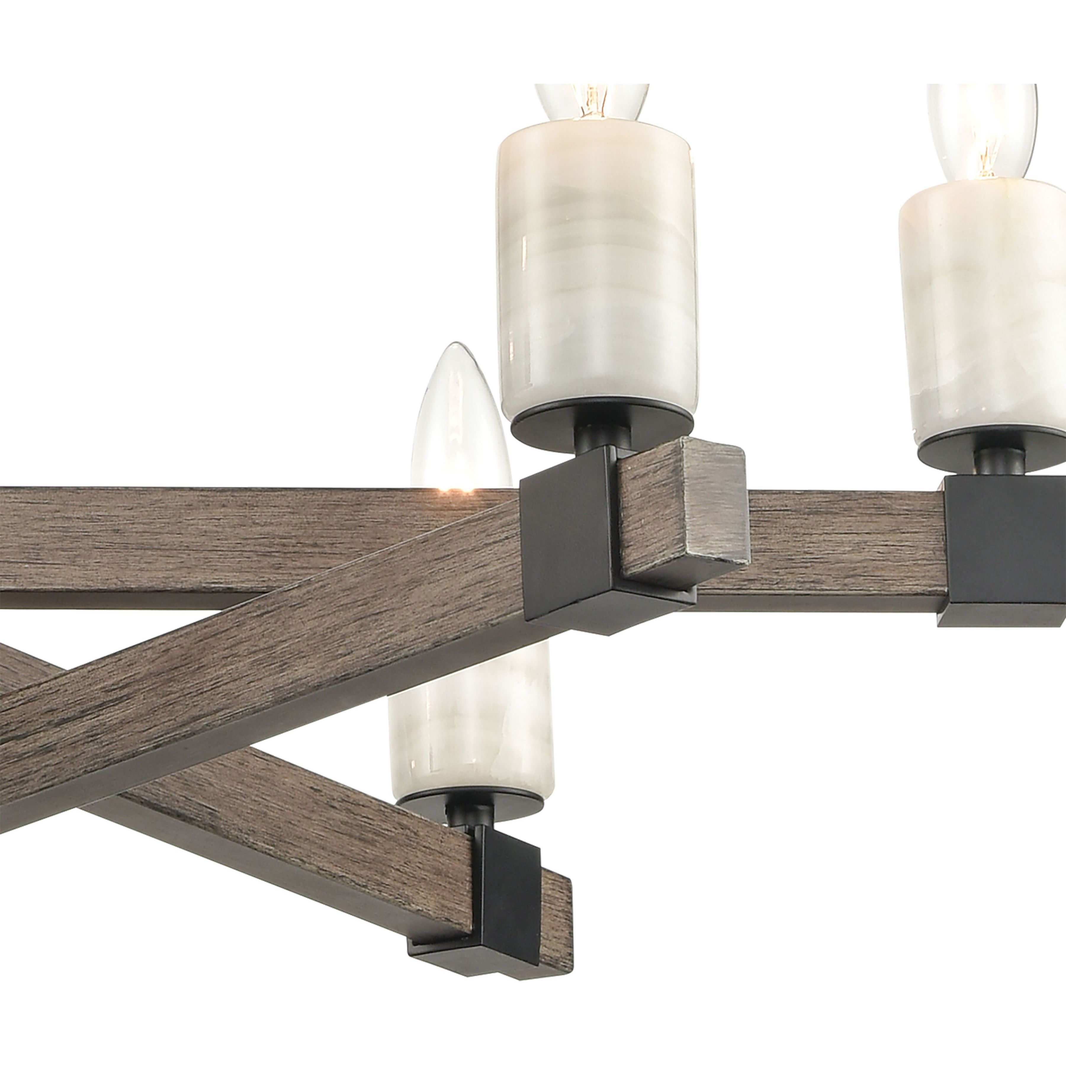 Stone Manor 6 Light 27 inch Matte Black with Aspen and White Chandelier Ceiling Light