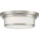 Contemporary 2 Light 13 inch Brushed Nickel Flush Mount Ceiling Light