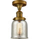 Franklin Restoration Small Bell 1 Light 5 inch Brushed Brass Semi-Flush Mount Ceiling Light in Silver Plated Mercury Glass, Franklin Restoration