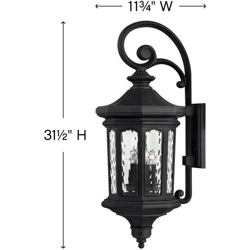 Estate Series Raley LED 32 inch Museum Black Outdoor Wall Mount Lantern, Large