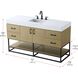 Caroline 60 X 34 inch Honey Brown Bathroom Vanity Cabinet