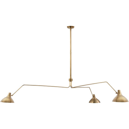 AERIN Charlton 3 Light 96 inch Hand-Rubbed Antique Brass Triple Arm Chandelier Ceiling Light, Grande