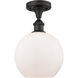 Ballston Athens LED 8 inch Oil Rubbed Bronze Semi-Flush Mount Ceiling Light in Matte White Glass, Ballston