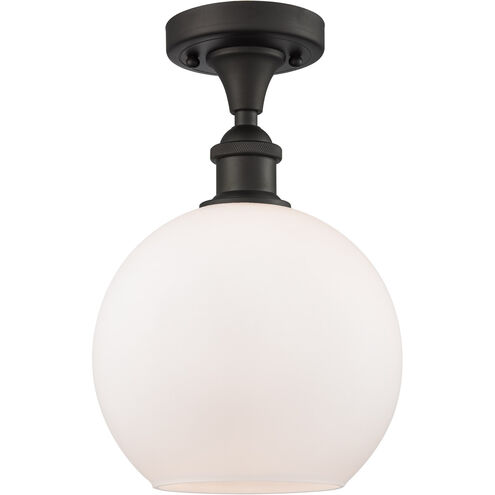 Ballston Athens LED 8 inch Oil Rubbed Bronze Semi-Flush Mount Ceiling Light in Matte White Glass, Ballston