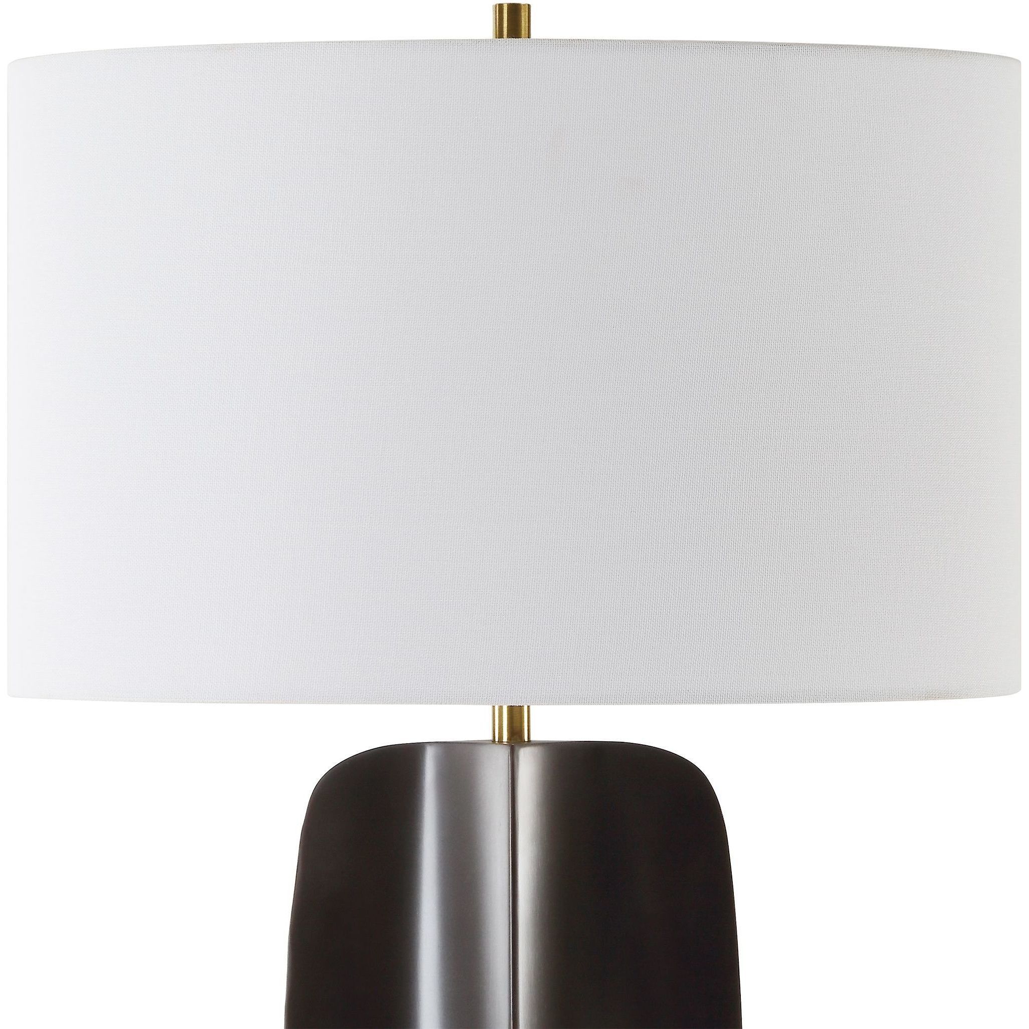 Kure 30.25 inch 150.00 watt Matte Black and Travertine with Brass Table Lamp Portable Light