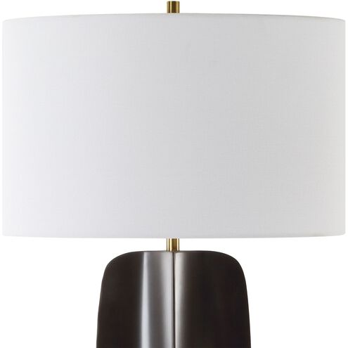 Kure 30.25 inch 150.00 watt Matte Black and Travertine with Brass Table Lamp Portable Light