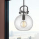 Newton Sphere 1 Light 10 inch Matte Black Mini Pendant Ceiling Light in Seedy Glass